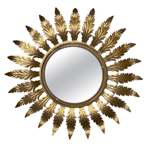 Gold Spanish Solar Crown Sunburst Fixture Gilt Paint Metal , 1960 For Sale - Image 8 of 8