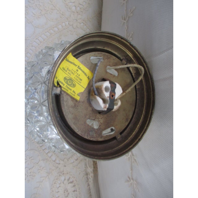 Metal Vintage L & S Fixtures Hollywood Regency Diamond Cut Crystal Flush Mount 10" Ceiling Light For Sale - Image 7 of 8