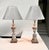 French Pair of 1980s Painted Gilt Candlestick Pricket Lamps, With Painted Shade For Sale - Image 3 of 11