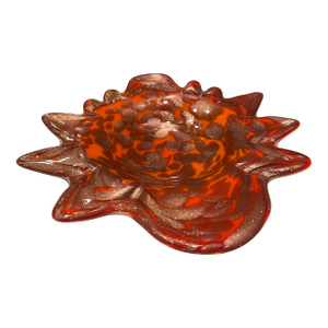 Orange and Gold Murano Style Italian Ashtray or Catchall