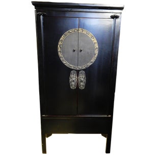 Black Lacquer Corner Armoire For Sale