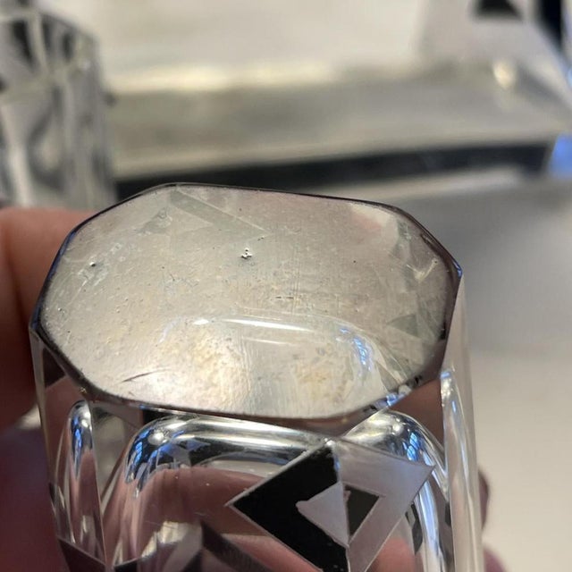 Art Deco Cubist Crystal Liqueur Service by Karl Palda, 1930s, Set of 8 For Sale - Image 13 of 18