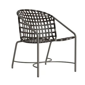 Brown Jordan Kantan Aluminum Vinyl Arm Chair, Mica frame with Coffee fabric