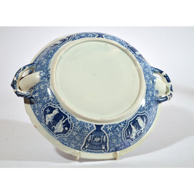 Spode Blue and White Greek Pattern Hot Water Dishes, Zeus in His Chariot, a Pair For Sale In Philadelphia - Image 6 of 8