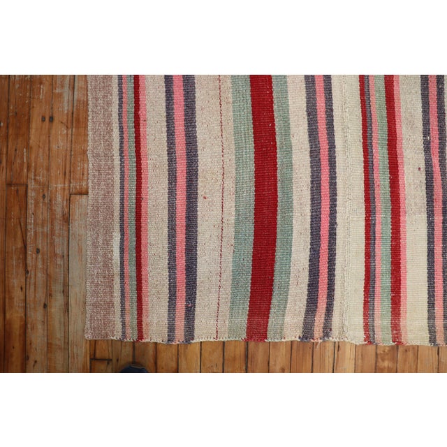 Mid-Century Modern Mid 20th Century Abstract Persian Striped Kilim Wide Runner For Sale - Image 3 of 6
