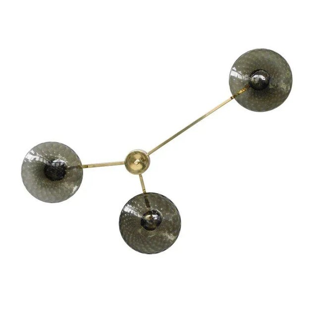 Brown Trio Polished Brass Smoky Bubbles Glass Flush Mount by Fabio Ltd For Sale - Image 8 of 8