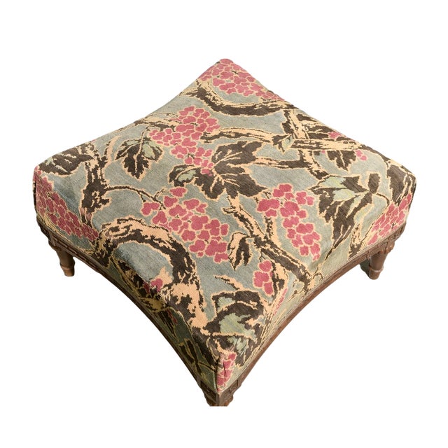 French Provincial French 19th C Louis XVI Tapestry Footstool or Ottoman For Sale - Image 3 of 8