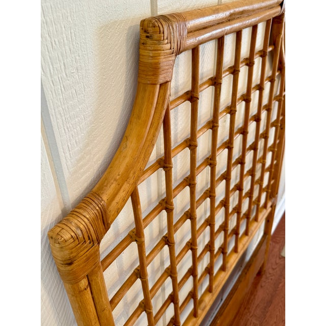Vintage Bamboo Rattan Twin Headboard Coastal Palm Beach Style For Sale - Image 6 of 8
