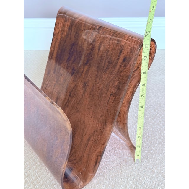 Very Rare Vintage 1970's Mid Century Modern Free Form Magazine Rack in Faux Tortoiseshell Lucite / Plexiglass For Sale - Image 15 of 18