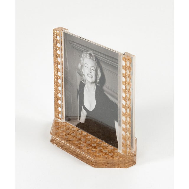 Brown Mid-Century Modern Acrylic and Rattan Picture Frames from Christian Dior, 1970s, Set of 2 For Sale - Image 8 of 14