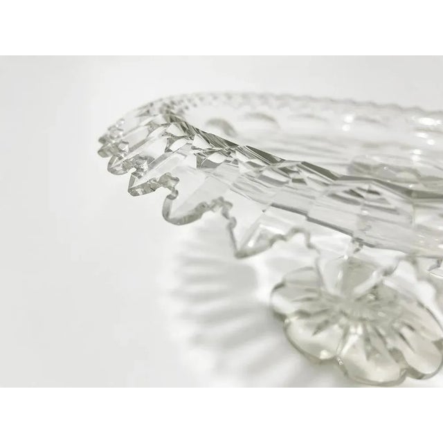 19th century crystal footed turnover bowl A crystal cut turnover bowl with a castle cut pattern on the edges. A beautiful...