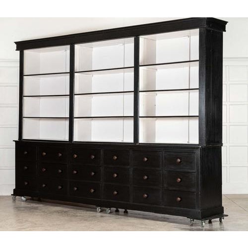 French Monumental Ebonised Bookcase, 1900s For Sale - Image 4 of 12