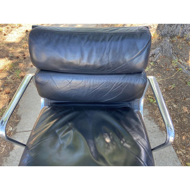 Authentic Herman Miller Eames Soft Pad Management Office Chair Black Leather For Sale - Image 9 of 12