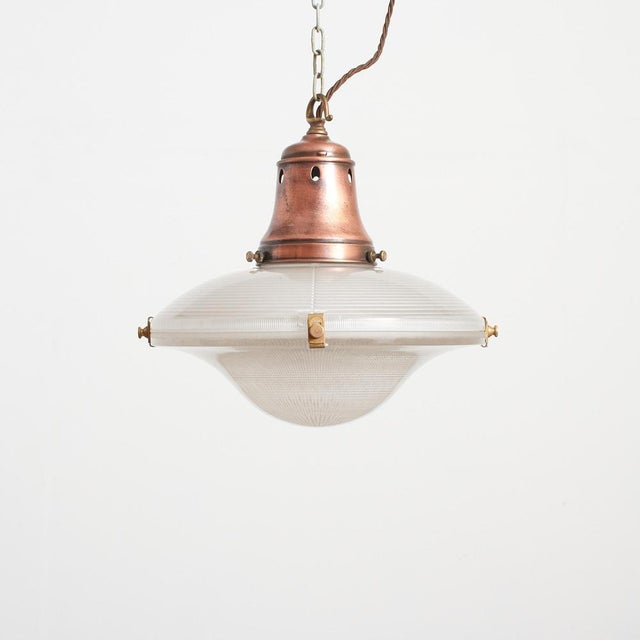 White Vintage Holophane Ripple-Lite Church Pendant Light, 1920s For Sale - Image 8 of 8