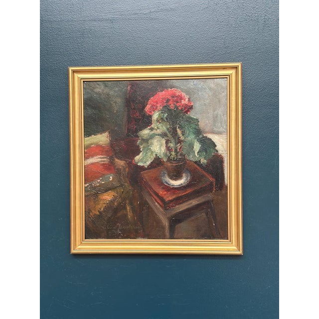 Elna Jacobsson, Cineraria in a Pot, 1960s, Oil Painting on Panel, Framed For Sale - Image 13 of 18