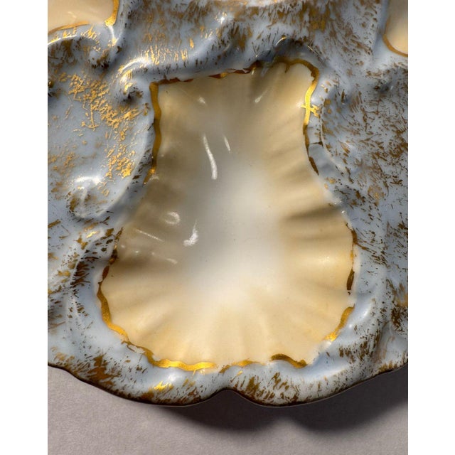 Early 20th Century Early 20th Century Set of Five Antique French Limoges Oyster Plates With Gold Fleck Glaze For Sale - Image 5 of 8
