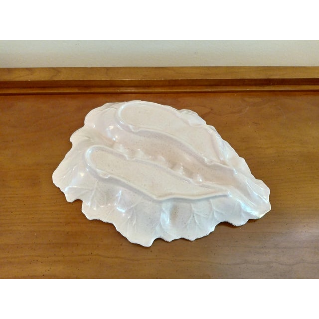 California Pottery Vintage 1950's California Pottery #650 Beige Leaf Dish For Sale - Image 4 of 6