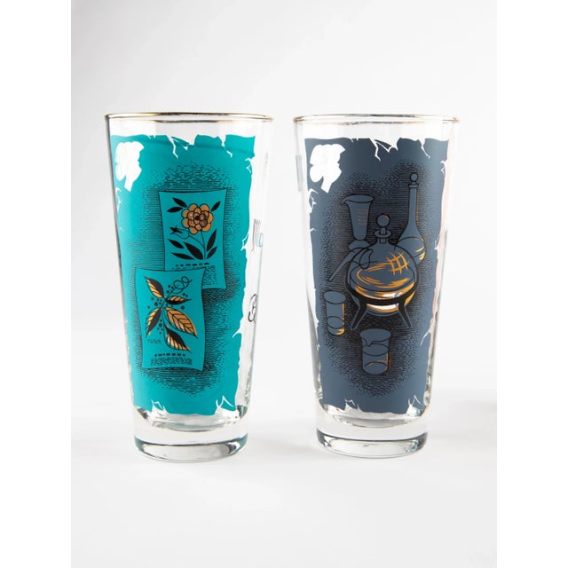 Mid-Century Modern Vintage Libbey Pharmacy Motif Glasses Set For Sale - Image 3 of 7