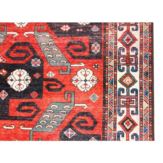 Red Early 20th Century Persian Kazak Rug For Sale - Image 8 of 16