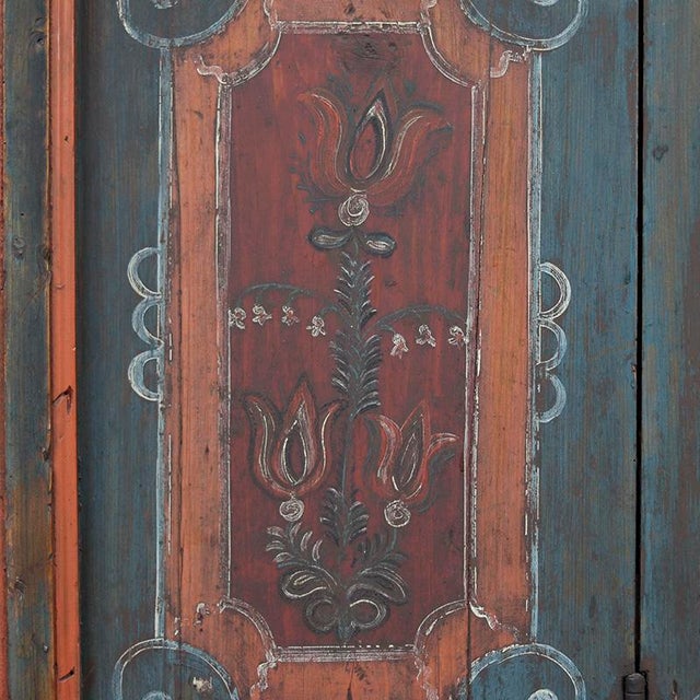 Rustic Farmhouse Painted Folk Art Bridal Cabinet For Sale - Image 5 of 16