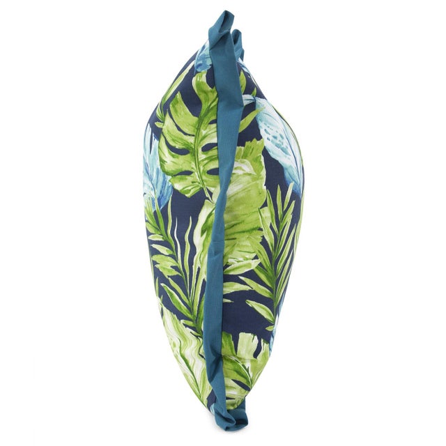 Modern 24 x 24 Outdoor Pillow Cardoon Indigo - Down Alternative Insert For Sale - Image 3 of 7