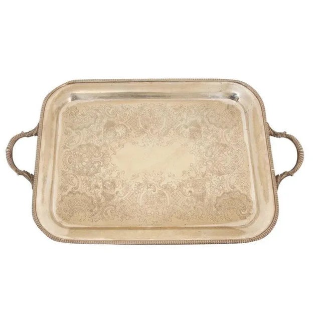 Metal English Silver Plated Tray For Sale - Image 7 of 7