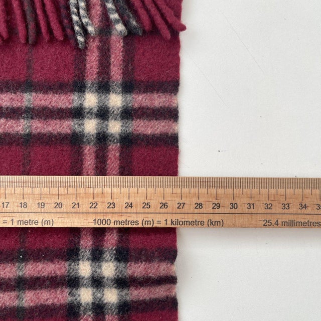 Burberry Dark Red Plaid 100% Wool Scarf | Chairish