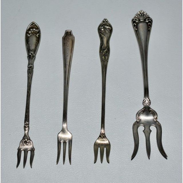 Antique Set of Four Decorative Silverplate Forks For Sale In Philadelphia - Image 6 of 12