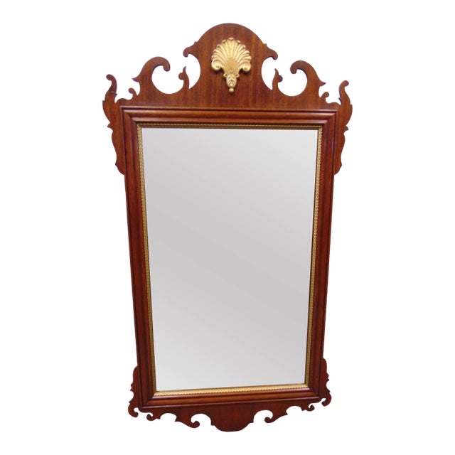 Councill Chippendale Mahogany Shell Carved Mirror For Sale