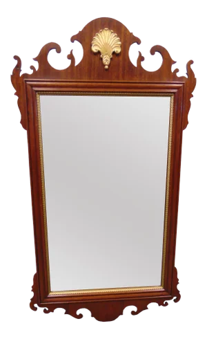 Councill Chippendale Mahogany Shell Carved Mirror
