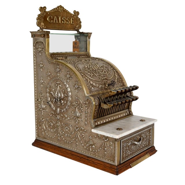 Small Early 20th Century Checked Bronze Model 312 Cash Register from National Cash Register Co For Sale