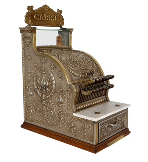 Small Early 20th Century Checked Bronze Model 312 Cash Register from National Cash Register Co