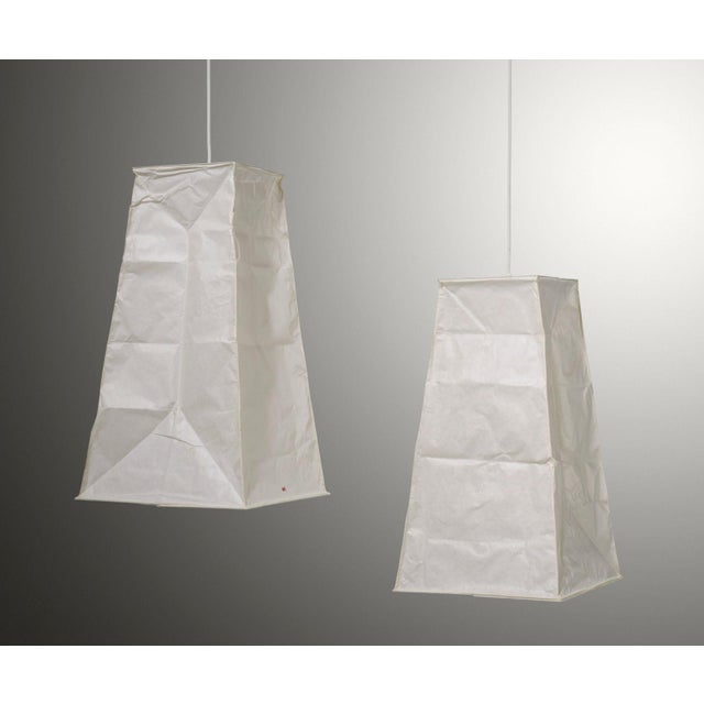 Isamu Noguchi air of Akari Pendant Light sculptures model V2 Ozeki & Co., Ltd. Japan designed c. 1977 washi paper...