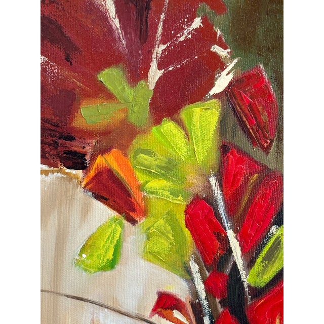 Textile “Fleurs en Folie” Abstract Expressionist Acrylic on Canvas — Framed For Sale - Image 7 of 12