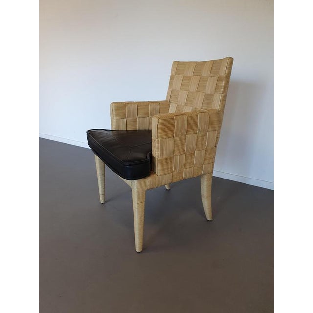 Block Island Cane Chairs with Leather Seats by John Hutton for Donghia / Set of 6 For Sale - Image 10 of 18