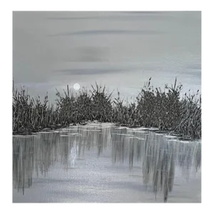"Landscape in Shades of Black and White" Contemporary Impressionist Style Landscape Painting by Deb Bossert