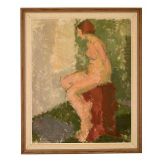 Axel Werner Ekelund, Seated Model, Nude, 1950, Oil on Panel For Sale