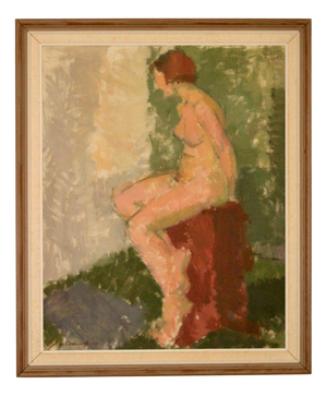 Axel Werner Ekelund, Seated Model, Nude, 1950, Oil on Panel