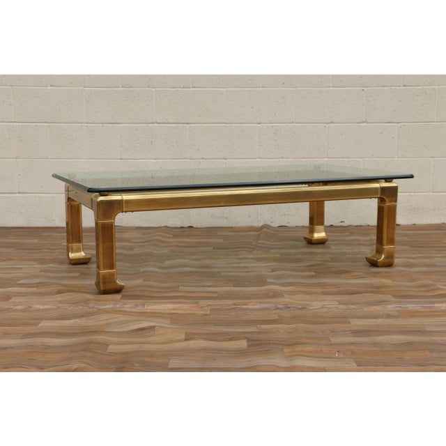 Vintage Mastercraft Brass Chinoiserie Glass Top Coffee Table, 1970s Hollywood Regency For Sale - Image 16 of 18
