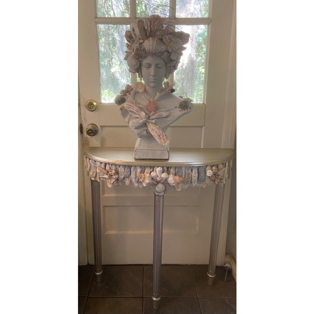 Shell Encrusted Bust, “The May River Venus” by South Carolina Artist, Fancy - May River Neptune, Signed. Signed on bottom....