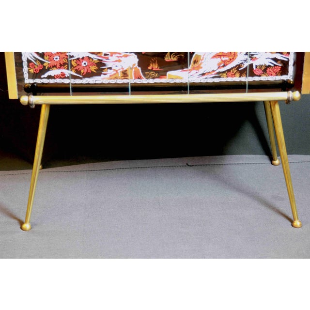 Mid 20th Century Mid 20th Century Dry Bar With Asian Decor Painted on Ceramic, France, Signed For Sale - Image 5 of 9