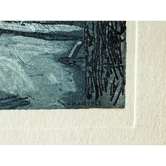 1930s Lucien Veder Aka Le Garf Hand Colored Etching of the Chartres Cathedral on Christmas Eve For Sale In Portland, OR - Image 6 of 10