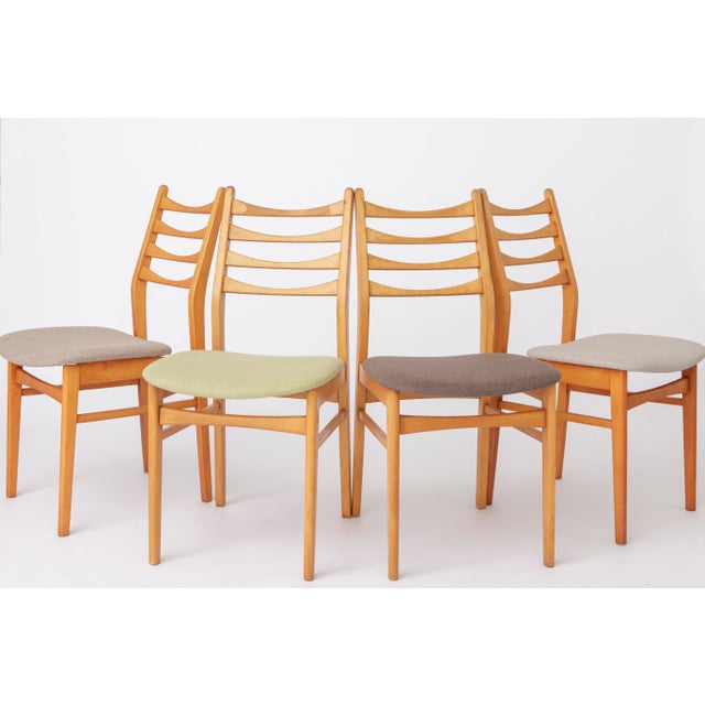 Beige Vintage German Dining Chairs in Beech Wood, Set of 4 For Sale - Image 8 of 9