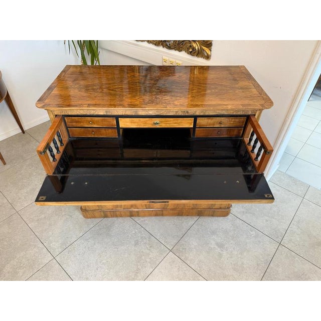 Brown Biedermeier Writing Desk in Veneer For Sale - Image 8 of 18