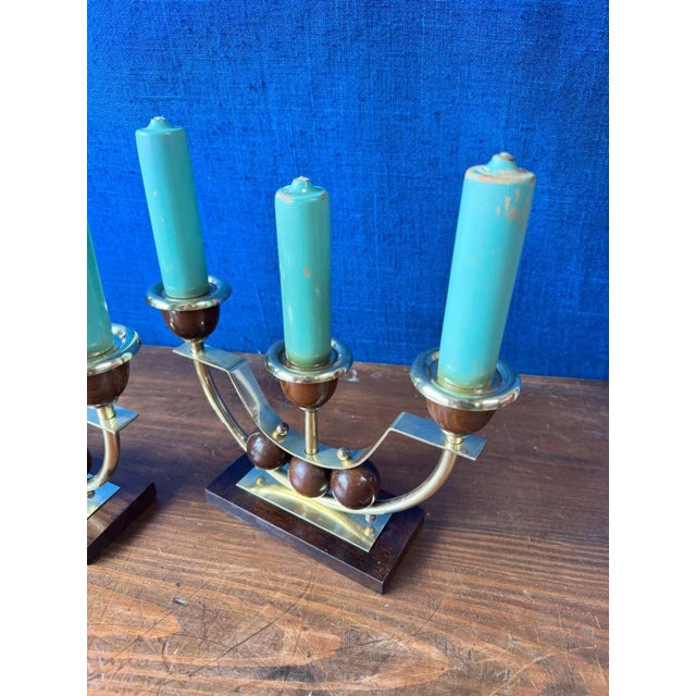Wood Minimalist Art Deco Candlesticks, 1930s, Set of 2 For Sale - Image 7 of 12