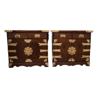 Antique Korean Tansu Butterfly Nightstands - A Pair For Sale