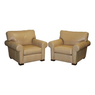 Latte Brown Leather Armchairs from Multiyork England, Set of 2 For Sale