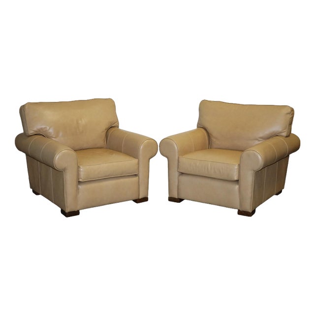 Latte Brown Leather Armchairs from Multiyork England, Set of 2 For Sale