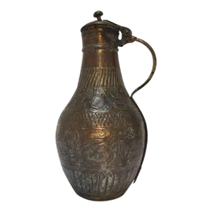 Antique Middle Eastern Tinned Copper Ewer 19th C.