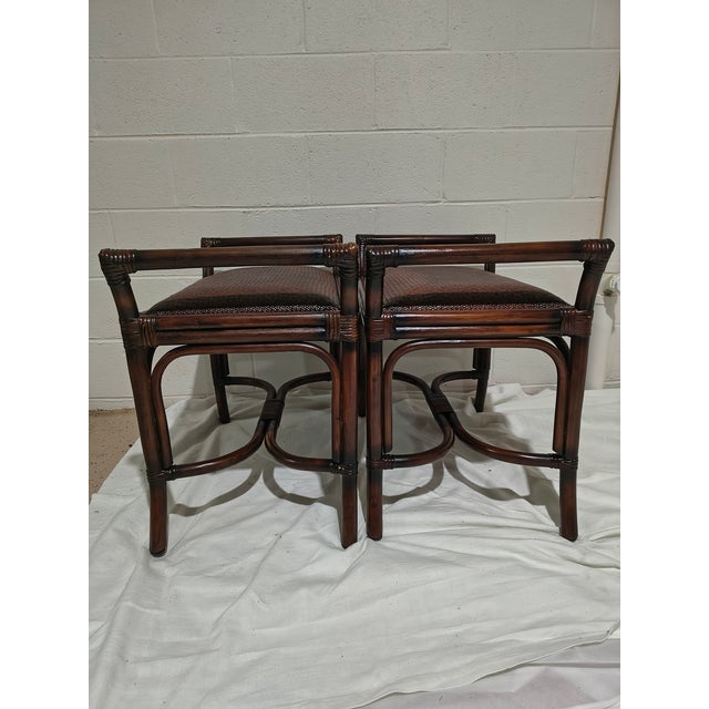 Pair of Rattan Benches Made in Phillipines Tobacco Brown For Sale - Image 6 of 12